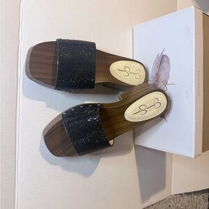 Jessica Simpson Black Beaded Mules